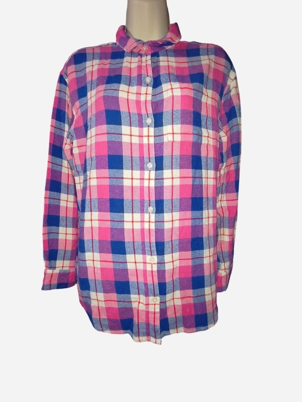 Old Navy Pink and Blue Plaid Button-Down Shirt